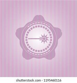 laser icon inside pink emblem. Retro