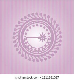 laser icon inside pink emblem. Retro