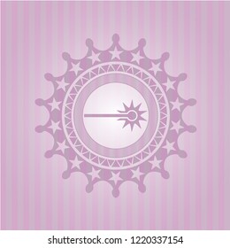 laser icon inside pink emblem
