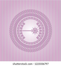 laser icon inside pink emblem. Vintage.