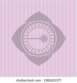 laser icon inside pink emblem. Retro