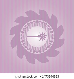 laser icon inside pink emblem. Retro