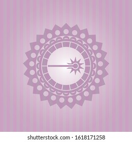 laser icon inside pink emblem. Vintage.
