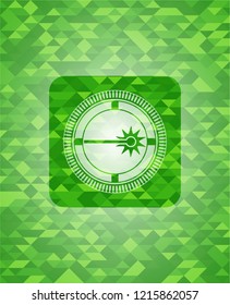 laser icon inside realistic green mosaic emblem