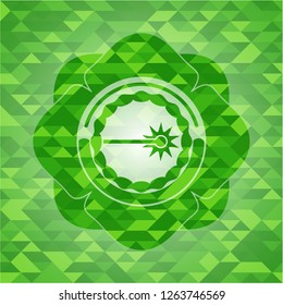 laser icon inside realistic green mosaic emblem