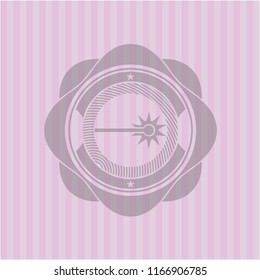 laser icon inside realistic pink emblem