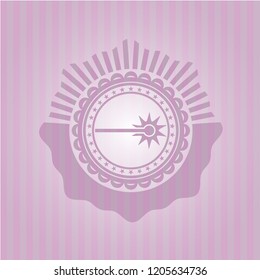 laser icon inside realistic pink emblem