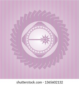 laser icon inside realistic pink emblem