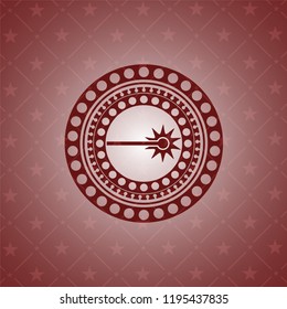 laser icon inside realistic red emblem