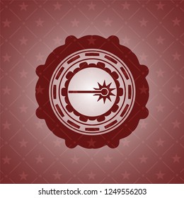 laser icon inside realistic red emblem