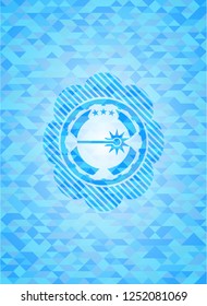 laser icon inside realistic sky blue mosaic emblem