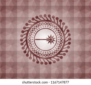 laser icon inside red badge with geometric pattern background. Seamless.