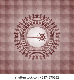 laser icon inside red badge with geometric pattern. Seamless.
