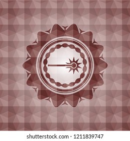 laser icon inside red badge with geometric pattern background. Seamless.