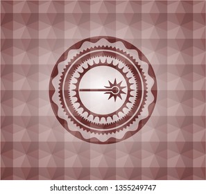 laser icon inside red badge with geometric pattern background. Seamless.