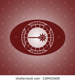laser icon inside red emblem. Retro