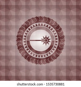 laser icon inside red emblem with geometric background. Seamless.