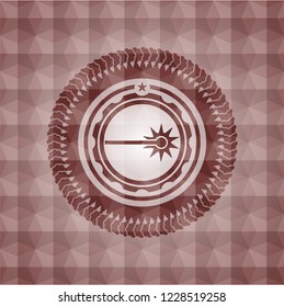 laser icon inside red geometric emblem. Seamless.