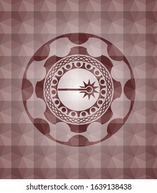 laser icon inside red geometric emblem. Seamless.