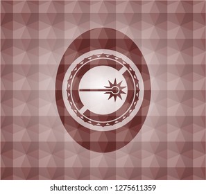 laser icon inside red seamless badge with geometric pattern background.