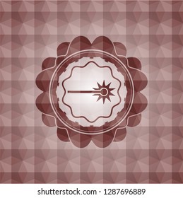 laser icon inside red seamless badge with geometric pattern.