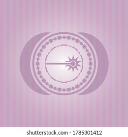 icono láser dentro del emblema rosa retro. Diseño de vectores. 