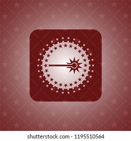 laser icon inside retro style red emblem