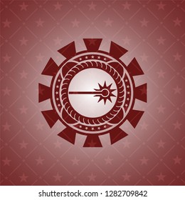 laser icon inside retro style red emblem