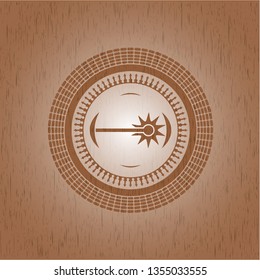 laser icon inside retro style wood emblem