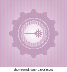 laser icon inside retro style pink emblem