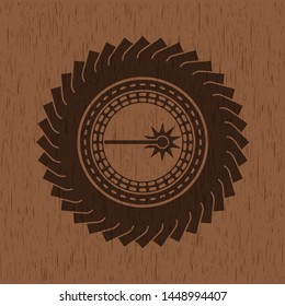 laser icon inside retro style wood emblem