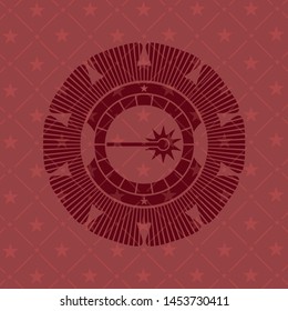 laser icon inside retro style red emblem
