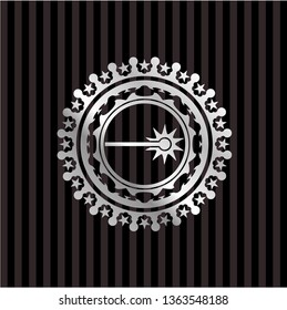 laser icon inside silver badge or emblem