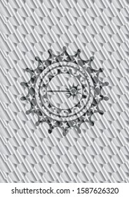 laser icon inside silver color badge or emblem. Scales pattern. Vector Illustration. Detailed.