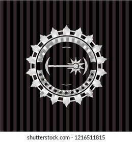 laser icon inside silver shiny badge
