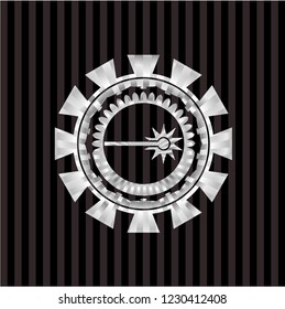 laser icon inside silver shiny badge