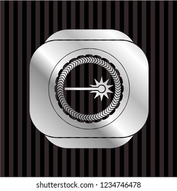 laser icon inside silvery badge or emblem
