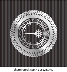 laser icon inside silvery emblem