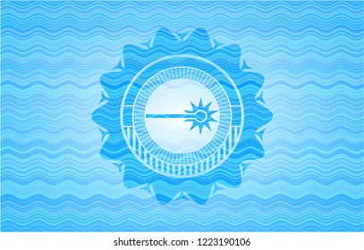 laser icon inside water concept style badge.