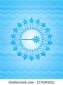 laser icon inside water representation emblem.