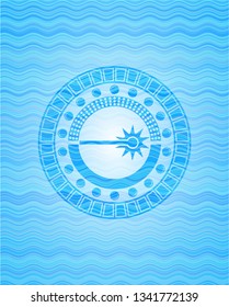 laser icon inside water representation emblem.