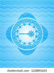 laser icon inside water wave concept style emblem.