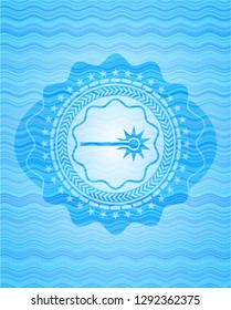 laser icon inside water wave style emblem.