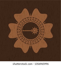 laser icon inside wood emblem. Vintage.
