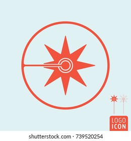 Laser icon isolated. Flash sparks of laser beam symbol. Vector illustration.