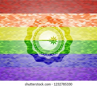 laser icon on mosaic background with the colors of the LGBT flag