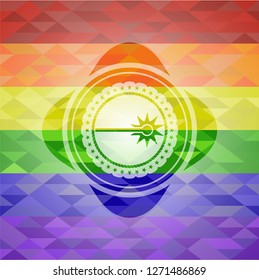 laser icon on mosaic background with the colors of the LGBT flag