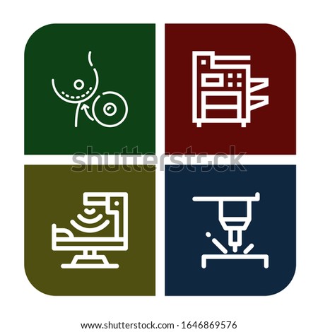 laser icon set. Collection of Breast implant, Photocopier, Infrared, Laser icons