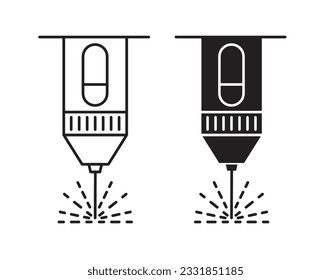 laser icon set. hair treatment laser vector. laser beam operation line sign. computer metal laser cutter mechanical technology.