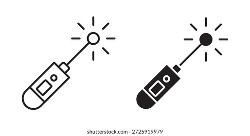 Iconos del laser. Icono lineal de Vector aislado sobre fondo blanco.